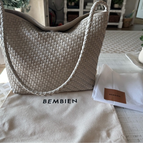 Bembien Handbags - Bembien Serena Cream Leather Hobo Handbag